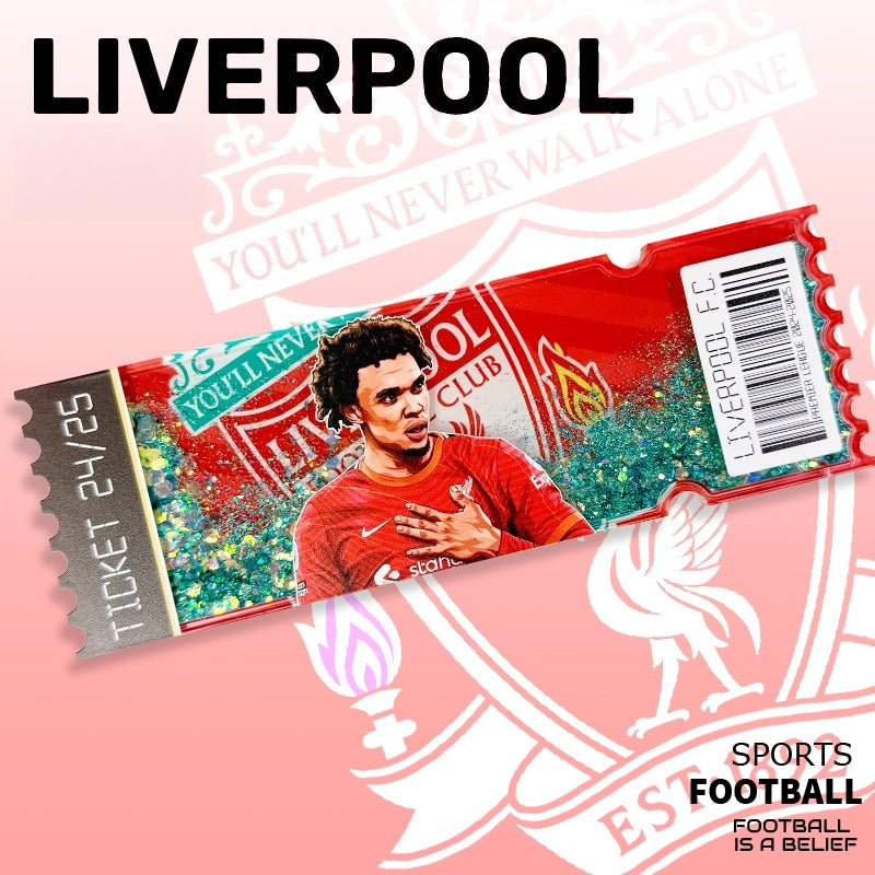 Football Star Ticket-Style Refrigerator Magnet – Glitter Edition | Fan Collectible