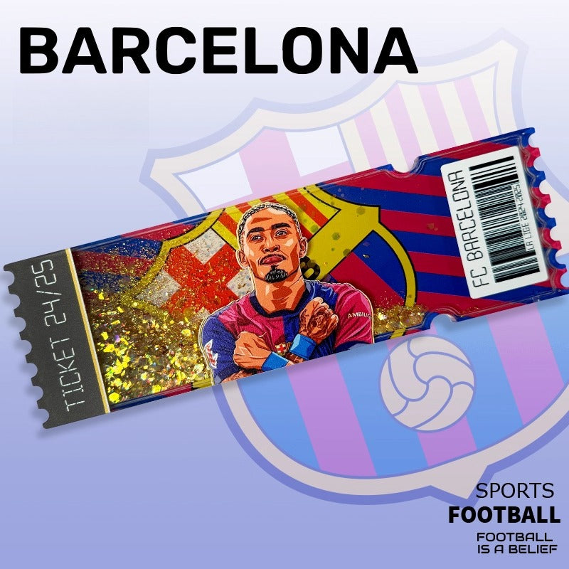 Football Star Ticket-Style Refrigerator Magnet – Glitter Edition | Fan Collectible