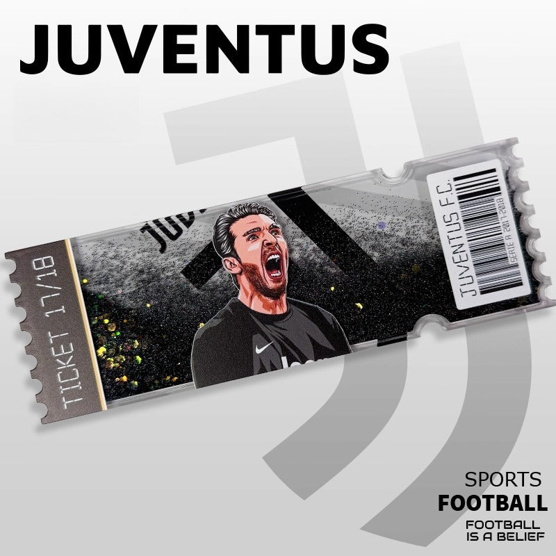 Football Star Ticket-Style Refrigerator Magnet – Glitter Edition | Fan Collectible