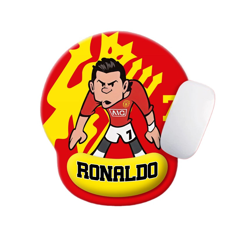 Football Star Cartoon Mouse Pad with Wrist Support – Anti-Fatigue Ergonomic Design
