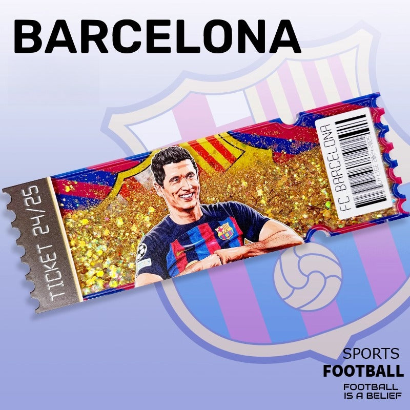 Football Star Ticket-Style Refrigerator Magnet – Glitter Edition | Fan Collectible