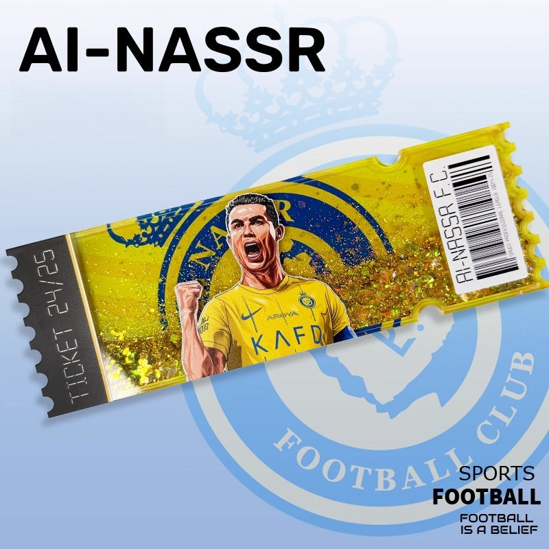 Football Star Ticket-Style Refrigerator Magnet – Glitter Edition | Fan Collectible