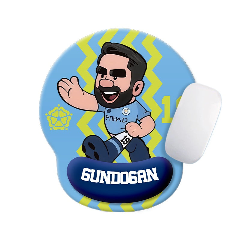 Football Star Cartoon Mouse Pad with Wrist Support – Anti-Fatigue Ergonomic Design