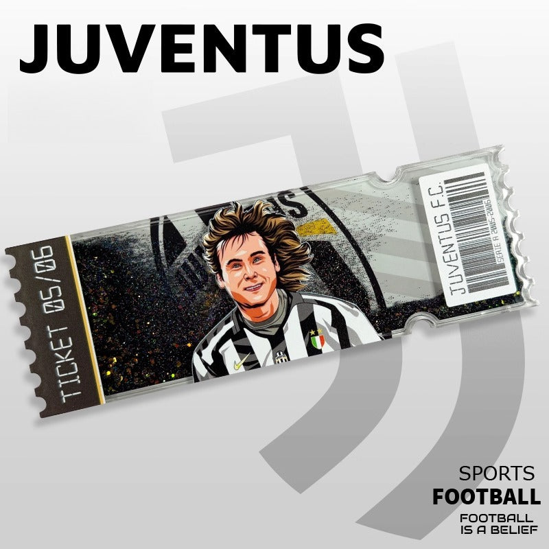 Football Star Ticket-Style Refrigerator Magnet – Glitter Edition | Fan Collectible