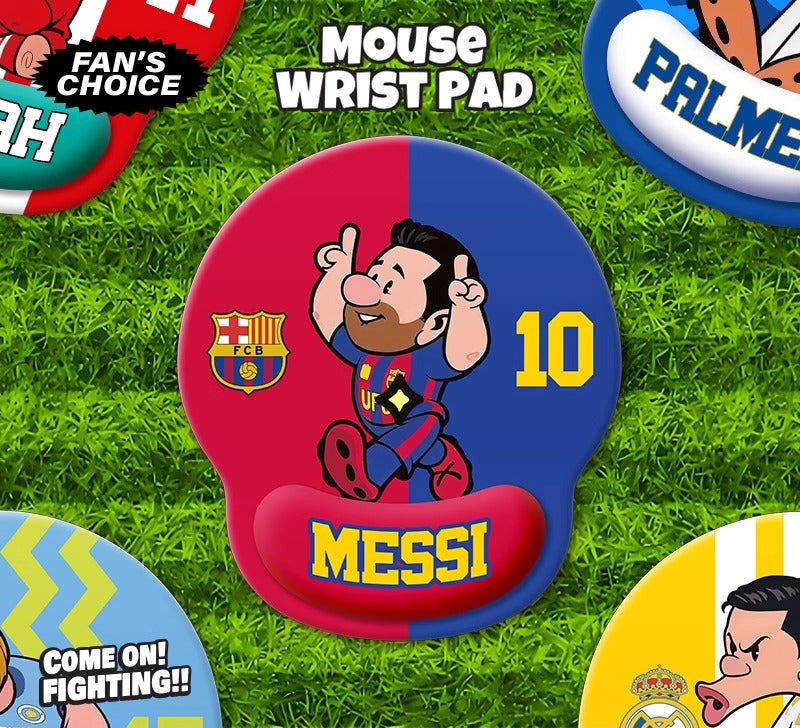 Football Star Cartoon Mouse Pad with Wrist Support – Anti-Fatigue Ergonomic Design