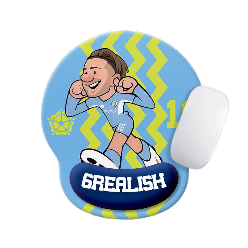 Football Star Cartoon Mouse Pad with Wrist Support – Anti-Fatigue Ergonomic Design