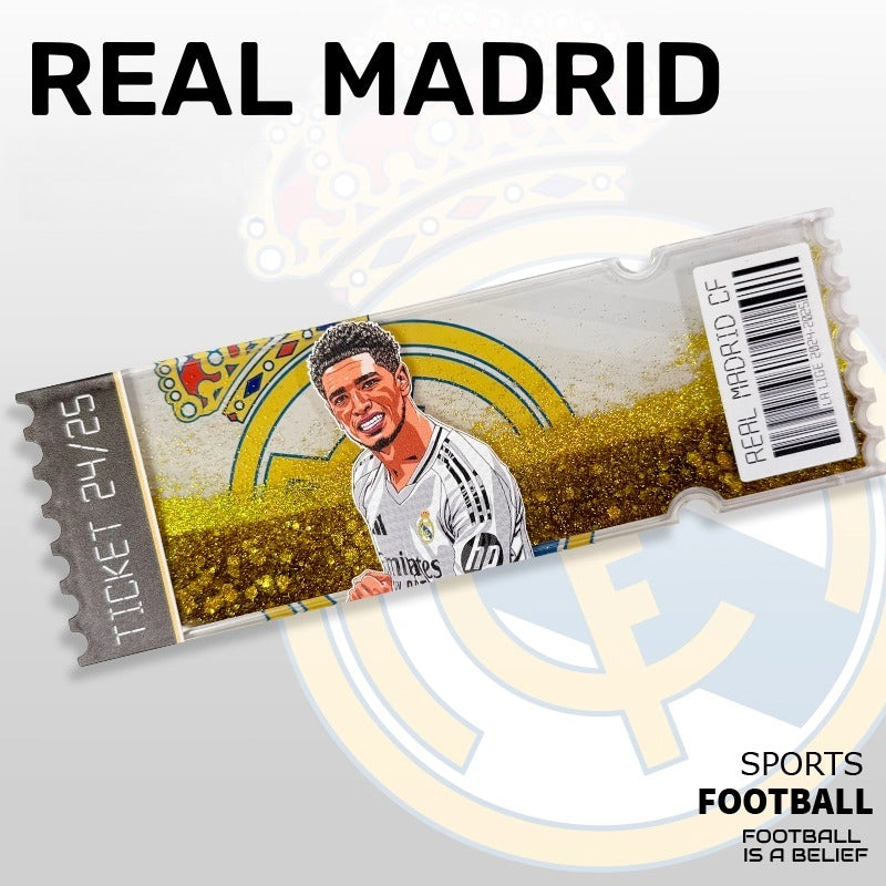 Football Star Ticket-Style Refrigerator Magnet – Glitter Edition | Fan Collectible