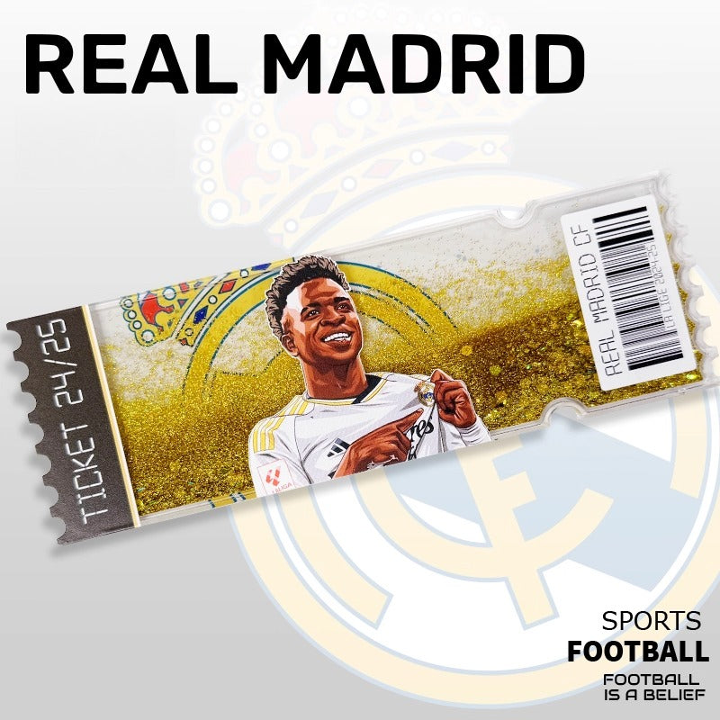 Football Star Ticket-Style Refrigerator Magnet – Glitter Edition | Fan Collectible