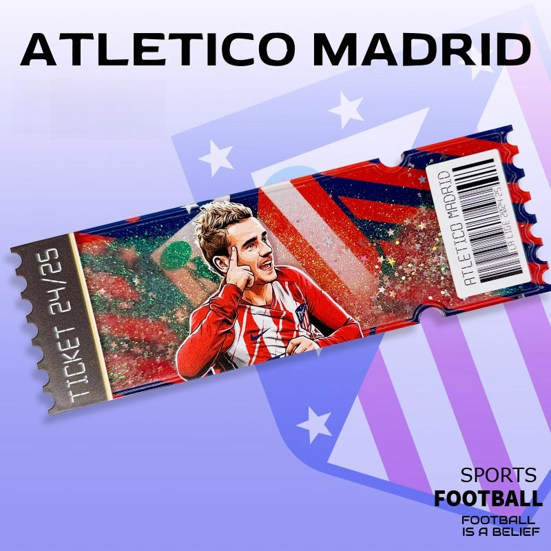 Football Star Ticket-Style Refrigerator Magnet – Glitter Edition | Fan Collectible
